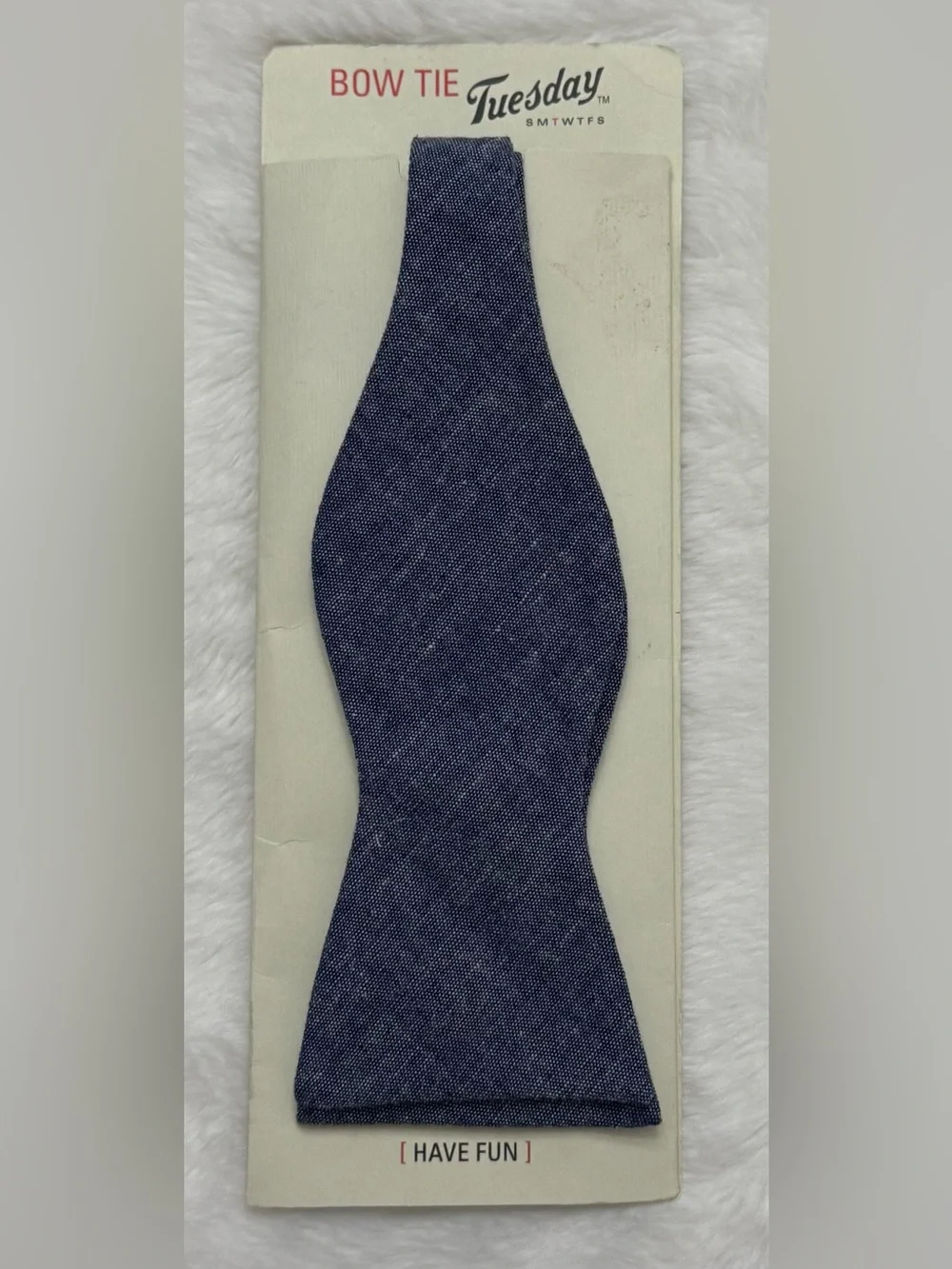 Vtg Bow Tie Tuesday Men's Chambray Self-Tie Bow Tie NWT Blue Deadstock
